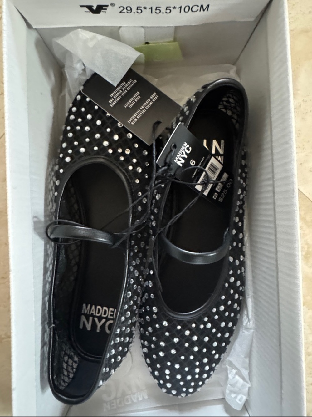 Steve Madden Black Studded Mary Jane Flats with Sparkle for all fashionistas.